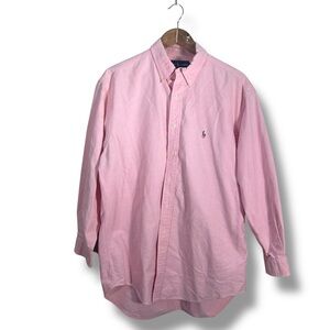 Vintage Ralph Lauren Men's Light Pink Button-Down Oxford Shirt Size 16.5